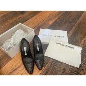 Manolo Blahnik Sofimu Black Heels 37.5